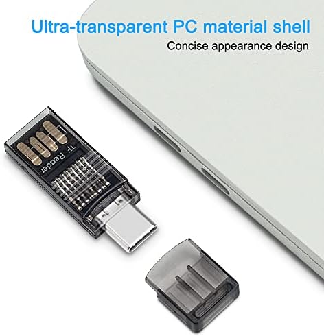 Micro SD/TF Card Reader, USB C to Micro SD Memory Card Reader 2 in 1 OTG Adapter Compatible with MacBook, Laptops, Tablets, Galaxy Android Phones (Transparent)