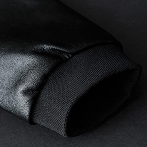 Blouson bomber noir en polyuréthane synthétique avec fermeture éclair intégrale