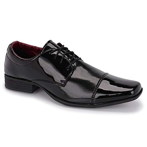 Sapato Social Masculino Estilo Italiano Couro Verniz 801 Cor:Preto;Tamanho:39