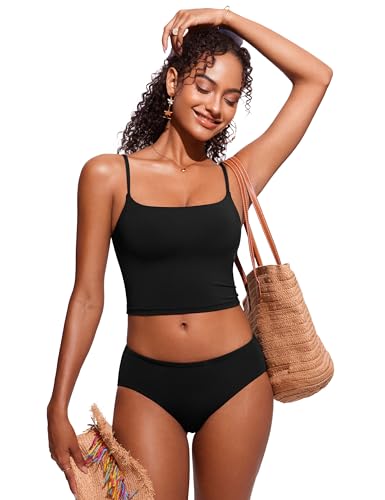 CRZ YOGA Bikini Bottoms for Women Mid Rise Full Coverage Bathing Suit Swimsuit Basic Swim Briefs3