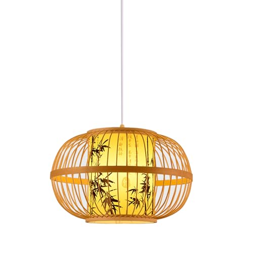 Lampe suspendue tissée en bambou luminaire artisanal douille E27