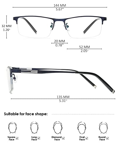 KOOSUFA Photochromic Reading Glasses Sun Readers Eyeglasses Semi Rimless Lightweight UV Protection Sunglasses Eyewear for Men Women 2 in 1 Lenses Darken In Sunlight Blue 2.0 - Image 2