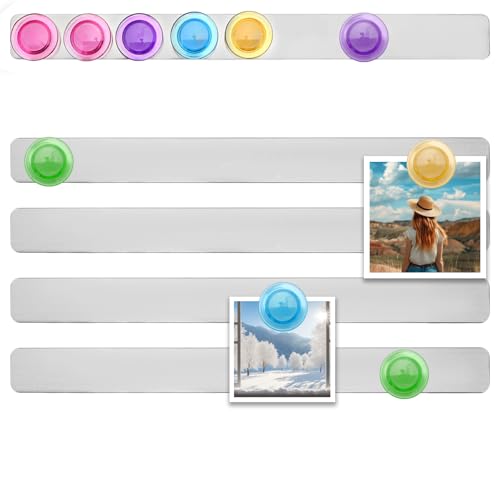 5 Tiras Magnéticas de Acero Inoxidable, Tiras Magnéticas Autoadhesivas con 10 Imanes, Pizarra Magnética Infantil de Pared para Oficina, Cocina, Hogar, Calendarios y Fotos.