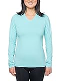 Insect Shield Women's UPF Dri-Balance Long Sleeve V-Neck T-Shirt, Aqua, Medium
