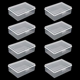 PLCatis Mini Storage Boxes 8-Pack Clear Small Plastic Storage Box 93x66x32mm Bead Storage Containers Tight Closure Transparent Craft Storage Boxes for Bead Pills Jewelry Sewing Art Craft