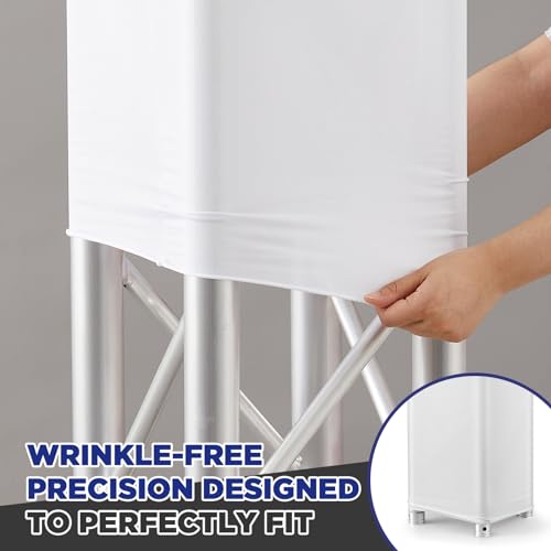Image of Hahafelt 2 Pcs White Truss Cover Fits 10 ft x 12 in Box Truss Scrim Elastic Fabric Seamless Integration Easy Installation Pull over Sleeves