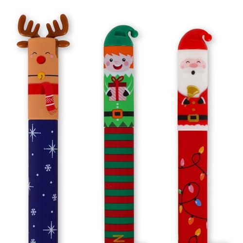 Generisch Juego de bolígrafos borrables de Navidad 2024, edición especial, 3 bolígrafos, perfecto para colegas, amigos, parientes travieso o bonito juego de lápices edición navideña, rojo/azul/verde,