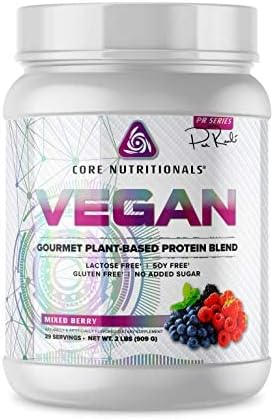 Core Nutritionals Platinum Vegan Gourmet Plant-Based Protein Blend with 21 Grams of Pea Protein, Lactose, Soy and Gluten Free 29 Servings (Mixed Berry)