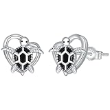 Yinsen Boucles d'oreilles Tortue en Argent Sterling 925 - Boucles d'oreilles Animal Hypoal...