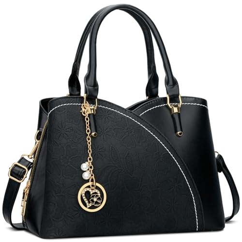 Image of KKXIU Triple Compartments Purses and Handbags for Women Fashion Ladies Satchel Shoulder Top Handle Bag