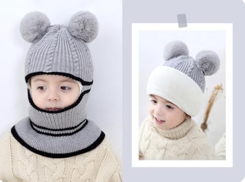 Toddler Kids Winter Hat Scarf Set Soft Warmer Hood for Winter,Unisex Infant Toddler Baby Kids Cap2