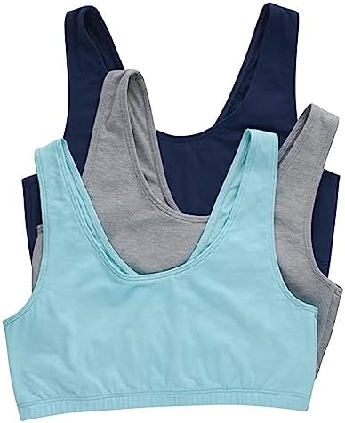 Hanes Womens Scoopneck Bralette Pack, Low-Impact Bra, Cooling Stretch Cotton Crop Top, 3-Pack