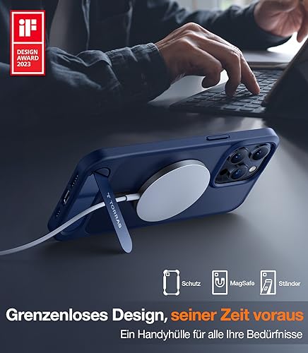 Coque iPhone 15 Pro Max antichute aimantée support bleu marine - 2