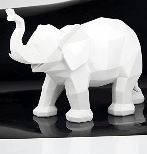ABEESEA Large White Elephant Sculpture Statue Collectible Figurines with Trunk Up Wealth Lucky Elephant Figurine, Perfect for Home Decor Gift, White_large