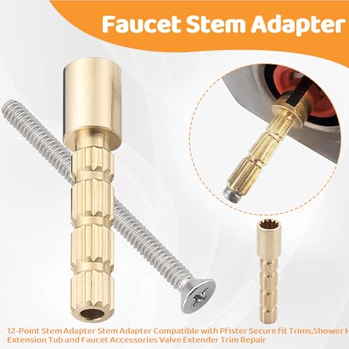 12-Point Broach Faucet Stem Adapter for Pfister Handle, 2.5-Inch Brass Stem Extension Kit Compatible with Pfister Faucet Stems 910-032 & 910-033, Includes 10-24 Screw for Shower Valve by hansengroe - Image 5