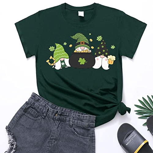 Summer T-Shirt For Women St. Patrick's Day Four-Leaf Clover Printed Tops Crew Neck Short Sleeve Summer Tops Leprechaun Penguin Shamrock Print Soft Loose Blouse #TOP3