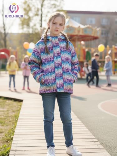 Image of WELAKEN Fleece lined Jackets with Water-Resistance Frabic for Kid's & Toddler II Girl's Rain Jacket & coats