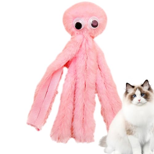 Katze Kauert Spielzeug - Weiche Plüsch -Zahnen Spielzeugkätzchen, Interaktive Kissen Tintenfische Katze Spielzeug | Sanfte Zähneputzspiele Spielzeugkatzen, Lustiges Haustier -Kauspielzeug Für Zahnen E
