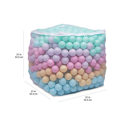 Image of Amazon Basics BPA-Free Ball Pit Balls with Storage Bag, Crush-Proof Plastic for Toddlers Kids 12+ Months Play, 6 Pastel Colors, 1000 Count