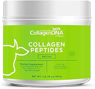 Premium Collagen Peptides Protein with Organic Matcha Green Tea Powder - 16 oz
