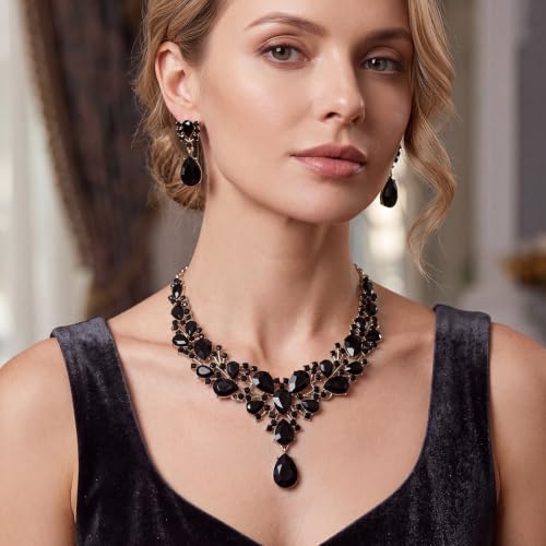 Hicarer Bridal Teardrop Cluster Crystal Jewelry Set Women Kc Gold by Hicarer - Used condition - Image 8