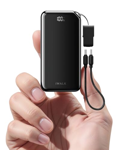 iWALK Portable Powerbank, Ultraklein 10.000mAh 30W PD Ladegerät, USB-C Eingang & Ausgang Schnellladung mit Standfuß, Rei...