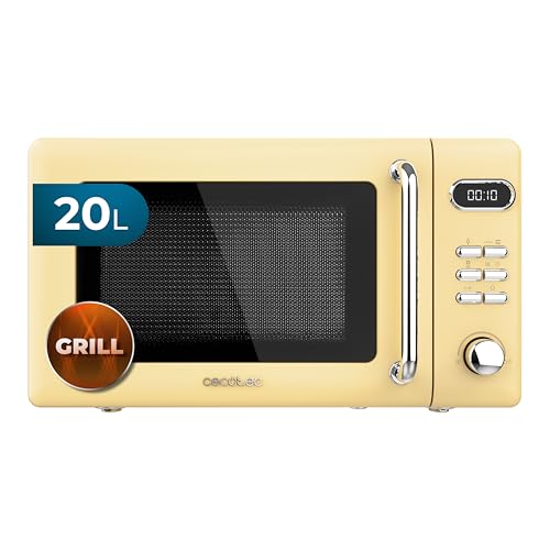 Cecotec - ProClean 5110 Retro Yellow 20L Digital Microwave with Grill. 700W Power and 5 Power...
