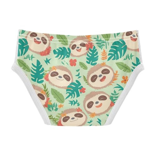 Wusikd Cute Sloth Tropical Leaves Flowers Boys' Underwear Cotton Boys Briefs Soft Toddler Underwear 2T2