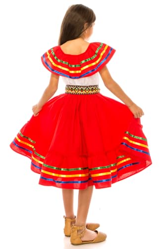Girl's Fancy Traditional Mexican Birthday, Christmas, Cinco De Mayo, Cultural Fiesta Dress Size 4-144