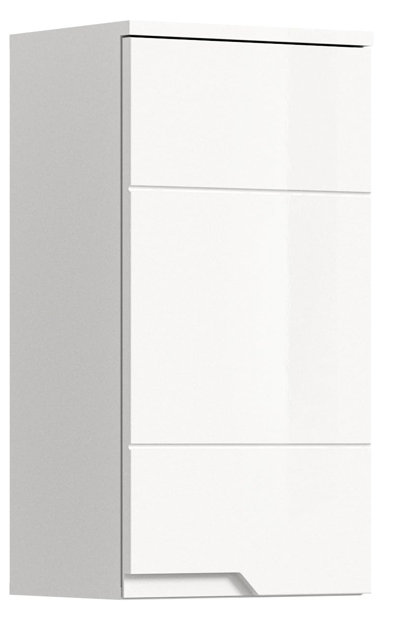 xonox.home - Hängeschrank Solero 38x73x27 cm in weiß und weiß hochglanz - Badezimmerkombination Badmöbel Badset - zeitloses Design schöner Blickfang