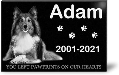 Image of ADFSTONE 20x16 Personalized Granite Pet Memorial Stones for Dogs and Cats, Customized Dog Memorial Gifts with Picture, Pet Grave Markers with Photo, Always in Our Hearts Bereavement Gift Headstone