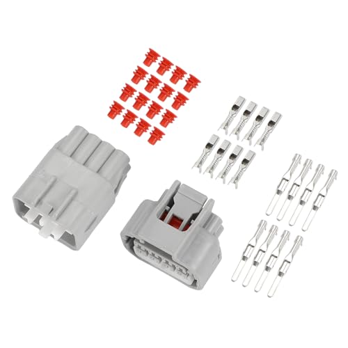 Partuto 8 Pin Headlight Waterproof Connector Plug - Car Male Female Wire Terminal Connector - for Toyota Plastic Gray - 1 Set