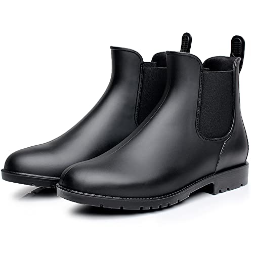 Women's Short Rain Boots Waterproof Anti Slip Rubber Ankle Chelsea Booties2