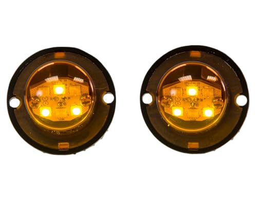 Buyers Products 8891226 Bolt-On Hideaway LED Strobe Light Kit For Trucks, Headlight And Tail Light Flasher Kit, 19 Adjustable Patterns, 25 Foot, Work/Utility Truck Lighting, Amber