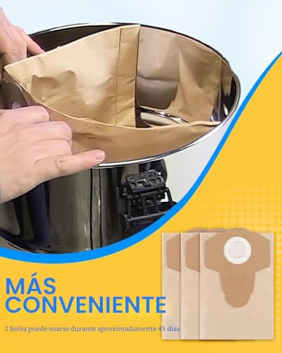 Miniatura 5 de Keepow 5 Bolsas Aspiradora De 20l Para Einhell Tc-Vc 1820, 1820s, 1930s, Te-Vc 2230, Aspiradora Para Seco Y Húmedo, Bolsas Para Aspiradora