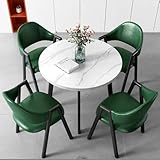 Stilvolles grünes rundes Esstisch-Set für 4 Personen - perfekt für Büro, Empfang, Konferenzraum, Wohnzimmer & Tagungsraum, inklusive bequemen Stühlen