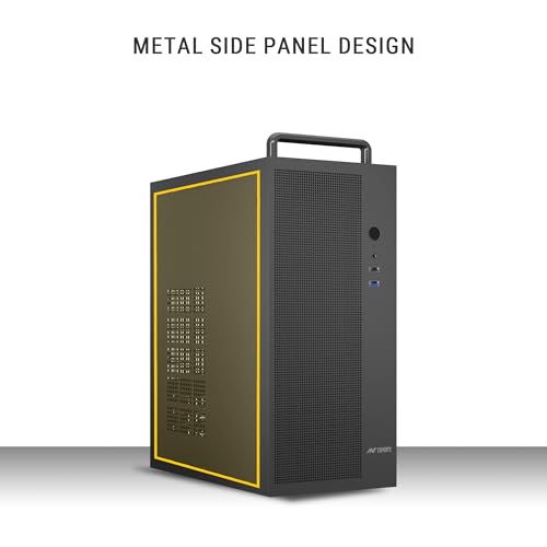 Image of Ant Esports Si10 Mid-Tower Computer Case /Gaming Cabinet - Black | Support M-ATX, Mini-ITX | Pre-Installed 1 Black Fan