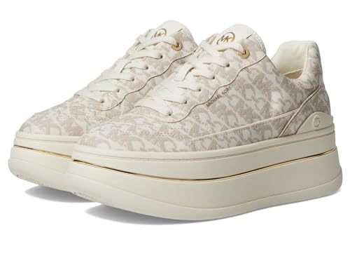 Image of Michael Michael Kors Hayes Lace-Up Shoes for Women - Breathable Textile Lining - Synthetic Outsole - Round Toe Vanilla 6.5 M