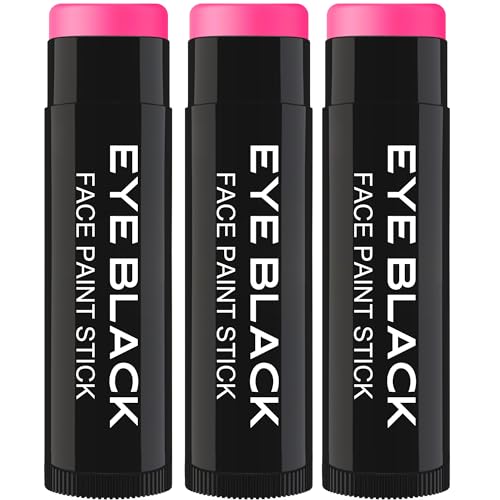 DALVGFN 3 PACK PINK EYE BLACK STICK Anti-Glare Eyeblack For Baseball Football Softball Lacrosse Accessories Sweat-Proof Eye Black Grease Paint Smooth & Long Lasting Rich Full Coverage Color