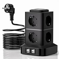 Mehrfachsteckdose mit Schalter VIYSPNV 8 Fach Steckdosenleiste Steckerleiste mit 4 USB 3Meter Verlängerungskabel 2500W Mehrfachsteckdose mit Überspannungsschutz Steckdosenturm für Zuhause Büro