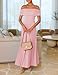 ZESICA Women's Off The Shoulder Maxi Dress 2026 Summer Sleeveless Casual Slim Swing Pleated Formal Party Dresses,Pink,Medium