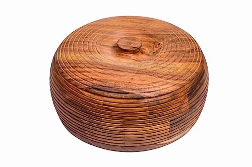 Zifron Wood Store Seesham Wood Chapati Roti Hot Box in Sheesham Wood Casseroles for Kitchen Dabba Case Server Tableware Serveware (Brown) 8.3 x 8.3 x 3.5 Inch