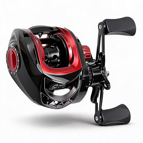 Moulinet de Pêche Baitcaster Puissant en Métal à Fonte Longue avec Fonction de Ligne Anti-Explosion, Rapport de Vitesse 7,2: 1, Force de Freinage de 8 Kg...