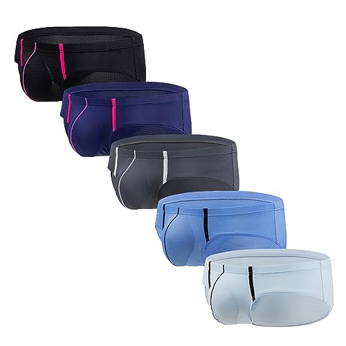 Faringoto Slip bikini sexy a vita bassa da uomo perizoma a rete biancheria intima traspirante sexy, 5 colori, X-Large