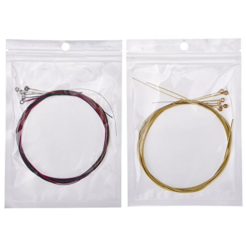 Bememo 2 Sets Of 6 Guitar Strings Replacement Steel String For Acoustic Guitar (1 Yellow Set And 1 Multicolor Set) #TOP6