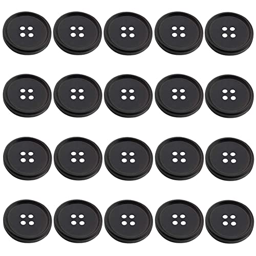 20Pcs Black Resin Round Buttons 4 Holes For Sewing, Crafts And Decorating (20Mm) #TOP10