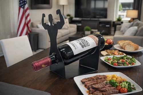 Vyrecronix Handsome Men's Wine Bottle Holder, Single Bottle Tabletop Display Rack, Stylish Black Metal Wine Bottle Storage Rack, Suitable for Home Bars and Kitchens, and Also Makes a Great Gift. - Image 4