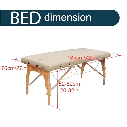 GreenLife® Basic™ Super Stable 28 Inches Width Height Adjustable Portable 2 Fold Massage Reiki Facial Table Bed (with Carrying Bag, Cream,Without Head Rest & Arm Rests) by GreenLife - Image 8