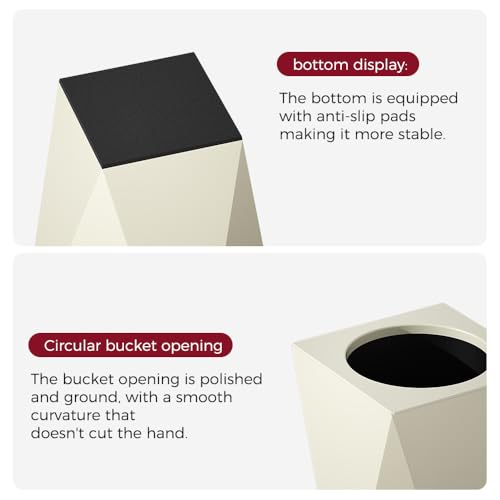 Image of 10L /2.6GAL Modern Open top Garbage can,Cream Bathroom tarsh can,Small White Wastebasket for Bathroom,Bedroom,Office,Living Room,Hotel (White)