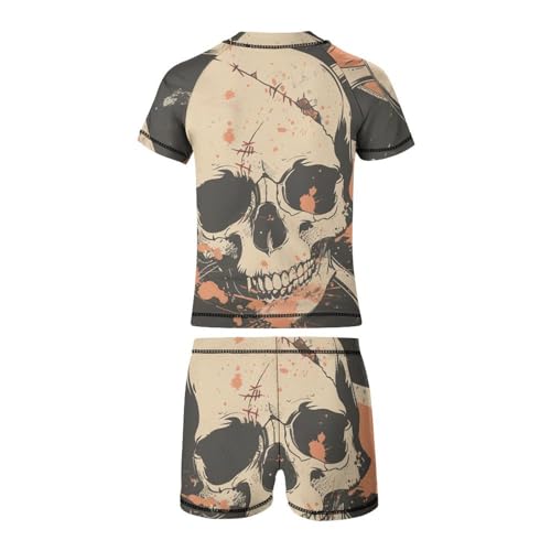 Skulls Crossbones Pirate FlagChildren's Casual Swimsuit Set - Simple and Versatile9-11Y（140cm）3